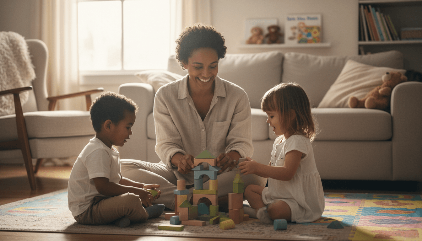 Children playing in home daycare